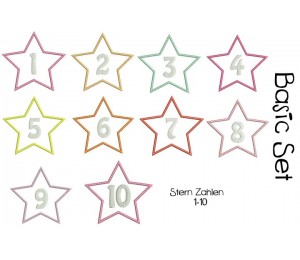 Stickserie - Stern Zahlen 1-10